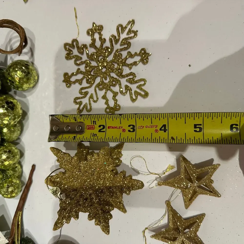 35 piece Shatterproof Christmas Ornaments Gold Green Grapes Holiday Decorations